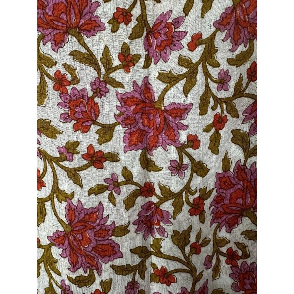 Cynthia Rowley Top‎ Womens 2X Boho Floral Flutter Layered Sleeve Crochet Trim